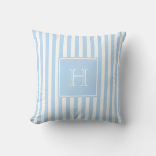 Blauwe Monogram Streep Preppy & Chic Lente Zomer Kussen