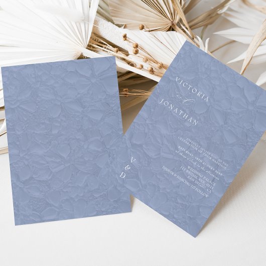 Blauwe Monogram Uitnodiging