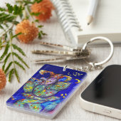 BLAUWE MONOGRAM/Venetiaanse carnavalnacht Sleutelhanger (Voorkant Rechts)