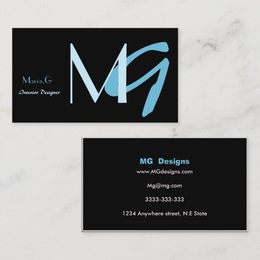  Blauwe Monogram Visitekaartjes (Voorkant / Achterkant)