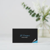 Blauwe Monogram Visitekaartjes (Staand voorkant)