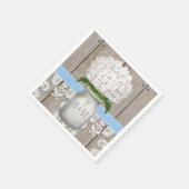 Blauwe Monogrammed Hydrangea Mason Jar Servet (Hoek)