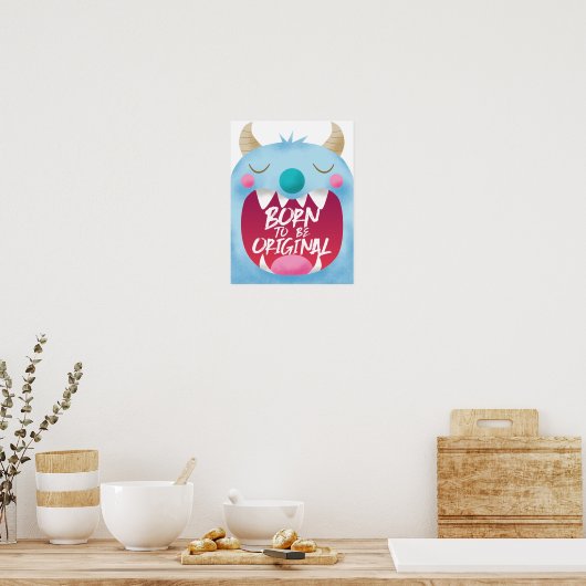 Blauwe Monster Jongens Kamer Poster (Keuken)