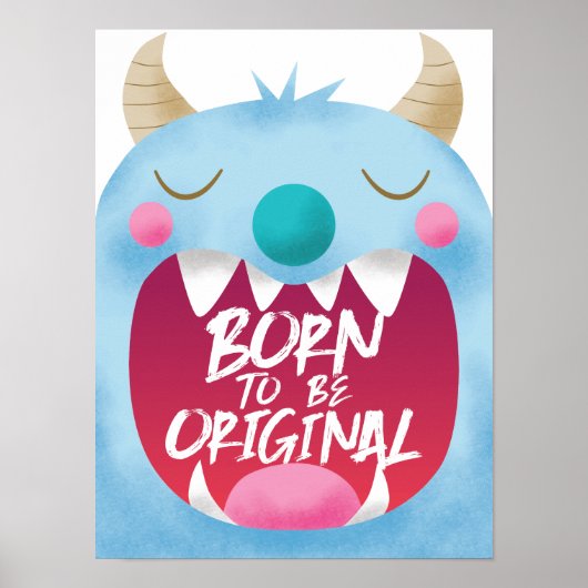 Blauwe Monster Jongens Kamer Poster (Voorkant)