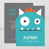 Blauwe Monster Uitnodiging (Voorkant / Achterkant)