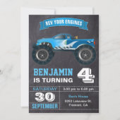 Blauwe monster van vrachtwagens - Birthday Party Kaart (Voorkant)