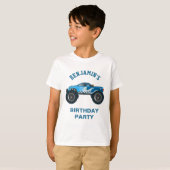 Blauwe monster van vrachtwagens - Birthday Party T-shirt (Voorkant volledig)