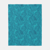 Blauwe monstera bladeren. fleece deken (Voorkant)