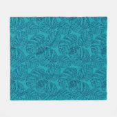 Blauwe monstera bladeren. fleece deken (Voorkant (Horizontaal))
