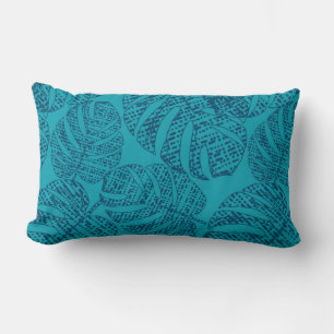 Blauwe monstera bladeren . kussen