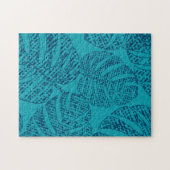 Blauwe monstera bladeren. legpuzzel (Horizontaal)