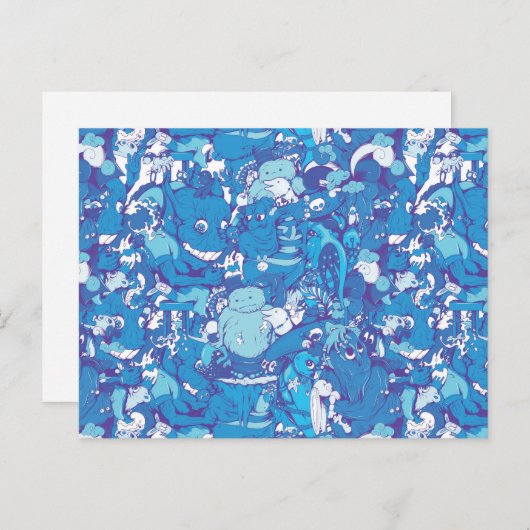 Blauwe monsters briefkaart (Voorkant / Achterkant)