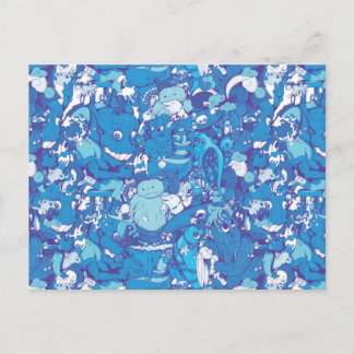 Blauwe monsters briefkaart