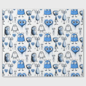 Blauwe monsters cadeaupapier (Vlak)