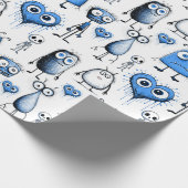 Blauwe monsters cadeaupapier (Hoek)