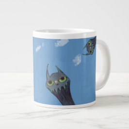 Blauwe monsters grote koffiekop
