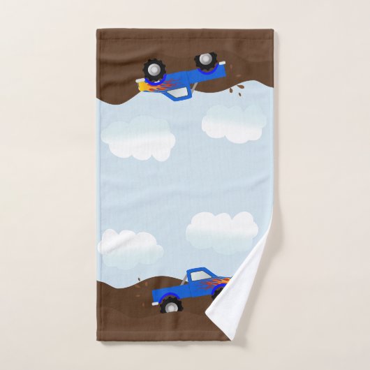 Blauwe monsterwagens met lammeren bad handdoek (Handdoek)