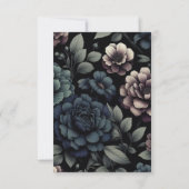 Blauwe Moody Bloemen Voedsel Keuzes RSVP Kaartje (Achterkant)