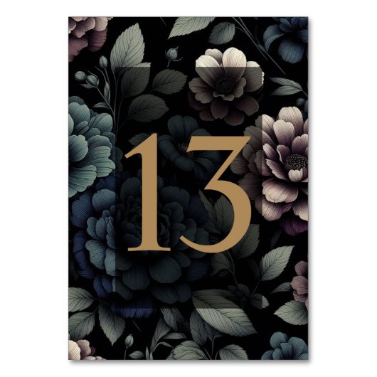 Blauwe Moody Bloementafel 13 Kaart (Voorkant)