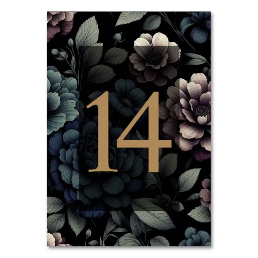 Blauwe Moody Bloementafel 14 Kaart (Voorkant)