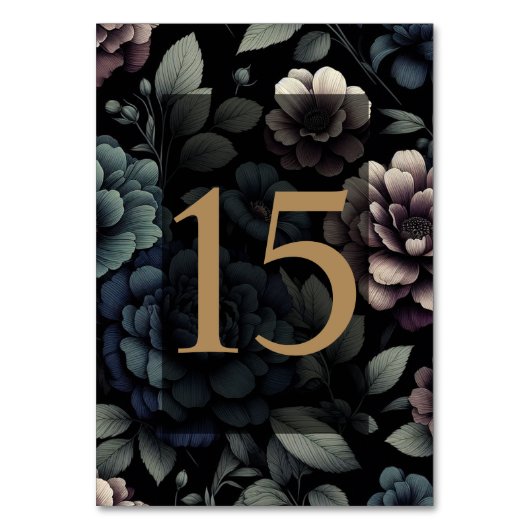 Blauwe Moody Bloementafel 15 Kaart (Voorkant)