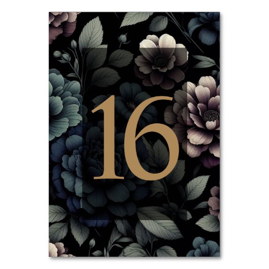 Blauwe Moody Bloementafel 16 Kaart (Voorkant)