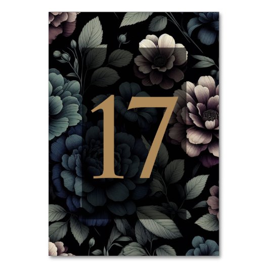 Blauwe Moody Bloementafel 17 Kaart (Voorkant)