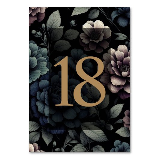 Blauwe Moody Bloementafel 18 Kaart (Voorkant)