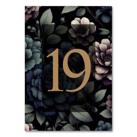 Blauwe Moody Bloementafel 19 Kaart (Voorkant)