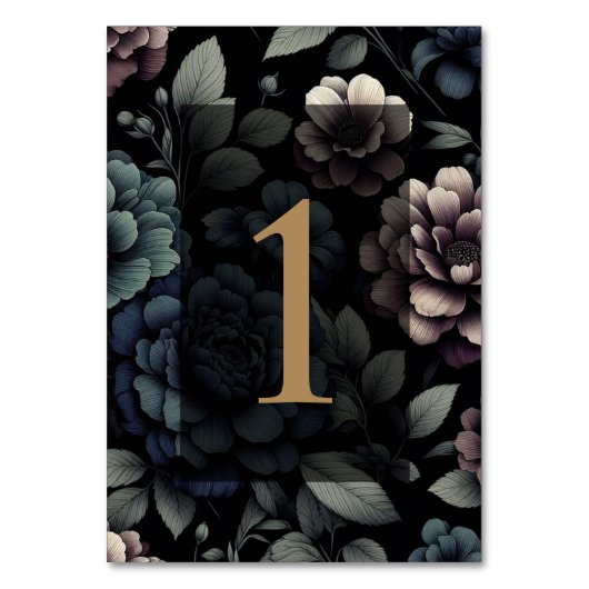 Blauwe Moody Bloementafel 1 Kaart (Voorkant)