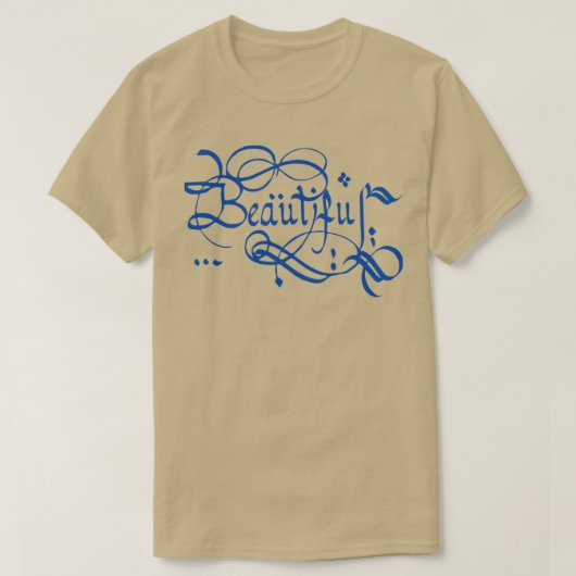 Blauwe mooie kalligrafie t-shirt (Design voorkant)