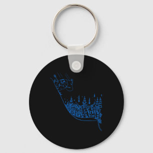 Blauwe Moomintroll Skiën Langs de Helling Wintersp Sleutelhanger
