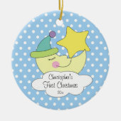 Blauwe Moon Baby's eerste kerstversiering Keramisch Ornament (Voorkant)