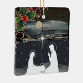 Blauwe moon Nativiteitsversiering Keramisch Ornament (Rechts)