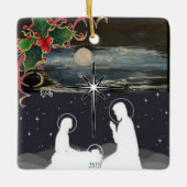 Blauwe moon Nativiteitsversiering Keramisch Ornament (Voorkant)