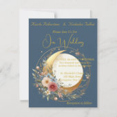 Blauwe Moonflower Bloemen Bruiloft Uitnodiging (Voorkant)