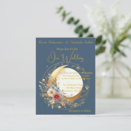 Blauwe Moonflower Bloemen Bruiloft Uitnodiging