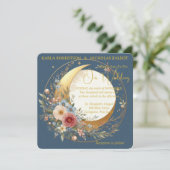 Blauwe Moonflower Bloemen Ronde Bruiloft Kaart (Staand voorkant)