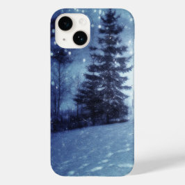 Blauwe Moonlit Magische Bos Winter Scène iPhone 16 Hoesje