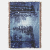 Blauwe Moonlit Magische Bos Winter Scène Deken (Voorkant Verticaal)