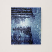 Blauwe Moonlit Magische Bos Winter Scène Legpuzzel (Verticaal)