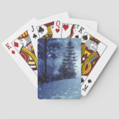 Blauwe Moonlit Magische Bos Winter Scène Pokerkaarten (Achterkant)