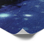 Blauwe Moonlit Magische Bos Winter Scène Poster (Hoek)