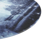 Blauwe Moonlit Magische Bos Winter Scène Snijplank (Hoek)