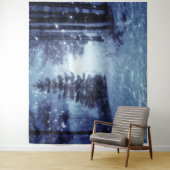 Blauwe Moonlit Magische Bos Winter Scène Wandkleed (In situ)