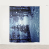 Blauwe Moonlit Magische Bos Winter Scène Wandkleed (Voorkant)