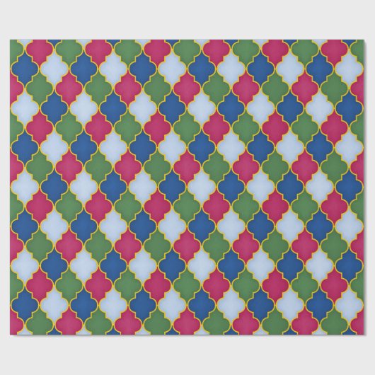 Blauwe Moorse Tegel Cadeaupapier (Vlak)