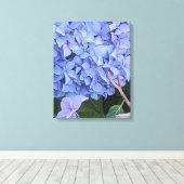 Blauwe Mophead Hortensia Bloei Bloem Canvas Afdruk (Insitu (Houten vloer))