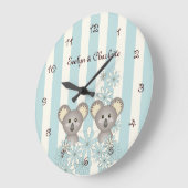 Blauwe Mopshond Baby Koala Tweeling Nursery / Kind Grote Klok (Hoek)