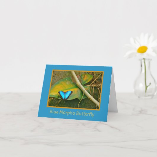 BLAUWE MORFO-BUTTERFLES #2 NOTECARD KAART (Kleine Plant)